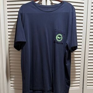 Vineyard Vines Men's Short Sleeve Navy Tee with Green Whale Logo
